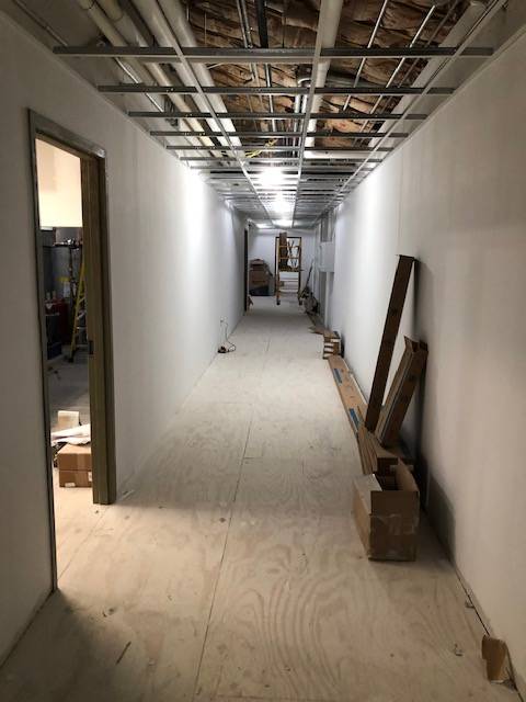 A hallway under construction again.